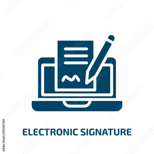 electronic signature icon from electronic devices collection. Filled electronic signature, digital, signature glyph icons isolated on white background. Black vector electronic signature sign, symbol photo