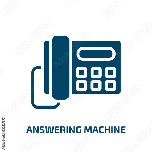 answering machine icon from electronic devices collection. Filled answering machine, technology, answer glyph icons isolated on white background. Black vector answering machine sign, symbol for web