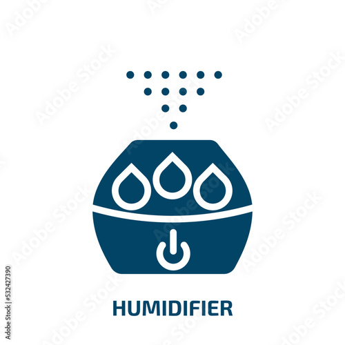 humidifier icon from electronic devices collection. Filled humidifier, air, house glyph icons isolated on white background. Black vector humidifier sign, symbol for web design and mobile apps