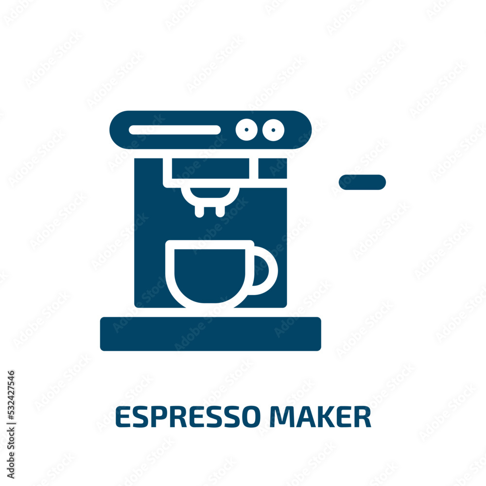 espresso maker icon from electronic devices collection. Filled espresso maker, drink, cafe glyph icons isolated on white background. Black vector espresso maker sign, symbol for web design and mobile