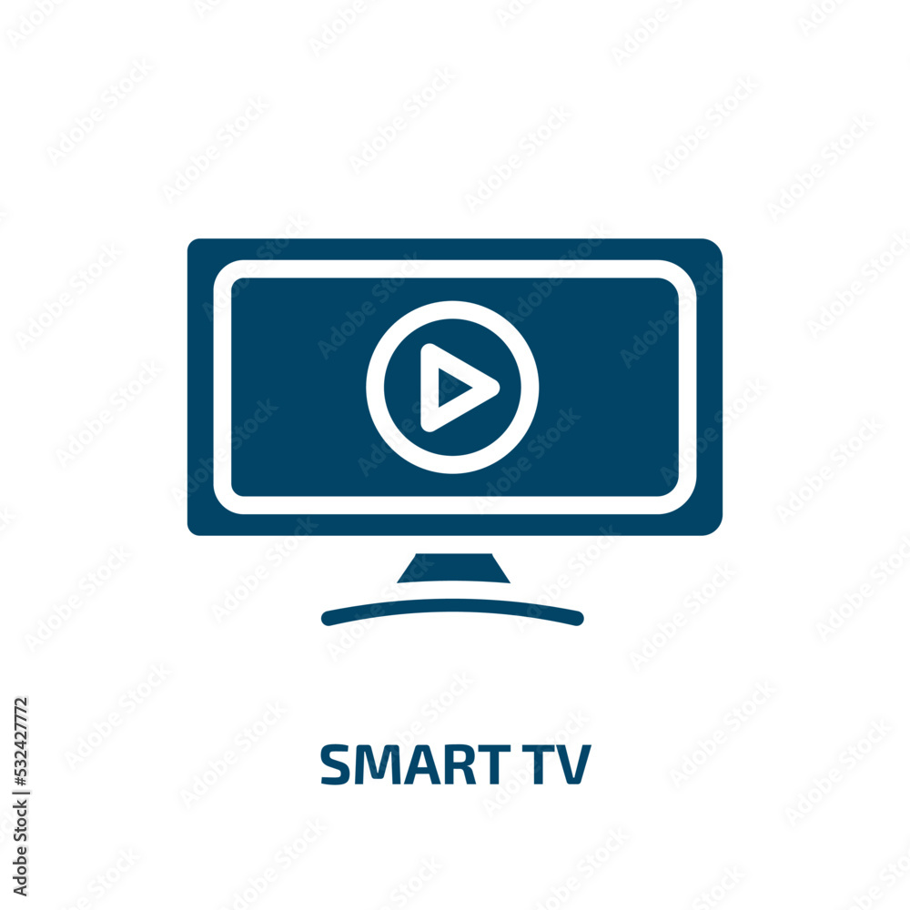 smart tv icon from electronic devices collection. Filled smart tv, tv, smart glyph icons isolated on white background. Black vector smart tv sign, symbol for web design and mobile apps smart tv icon from electronic devices collection. Filled smart tv, tv, smart glyph icons isolated on white background. Black vector smart tv sign, symbol for web design and mobile apps