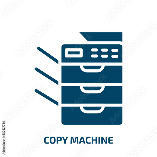 copy machine icon from electronic devices collection. Filled copy machine, computer, paper glyph icons isolated on white background. Black vector copy machine sign, symbol for web design and mobile