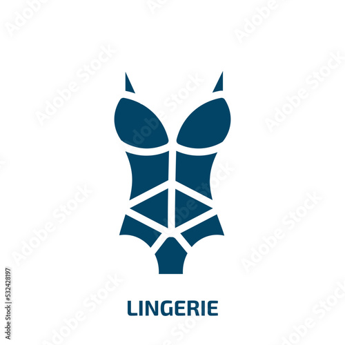 lingerie icon from clothes collection. Filled lingerie, woman, sexy glyph icons isolated on white background. Black vector lingerie sign, symbol for web design and mobile apps
