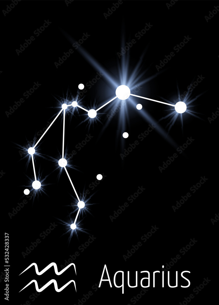 Aquarius constellation. Astrology card template. Stellar horoscope Aquarius constellation. Astrology card template. Stellar horoscope