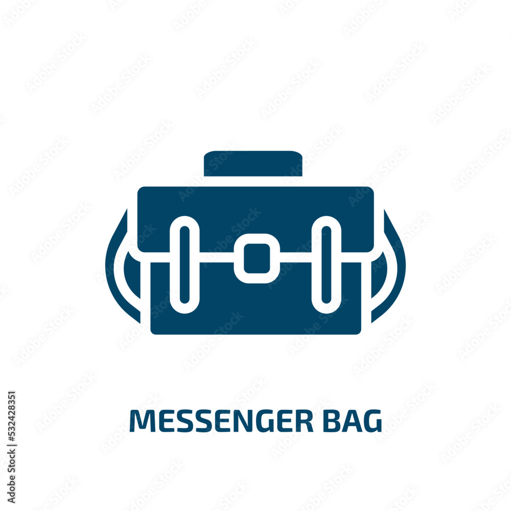 messenger bag icon from clothes collection. Filled messenger bag, fashion, bag glyph icons isolated on white background. Black vector messenger bag sign, symbol for web design and mobile apps messenger bag icon from clothes collection. Filled messenger bag, fashion, bag glyph icons isolated on white background. Black vector messenger bag sign, symbol for web design and mobile apps