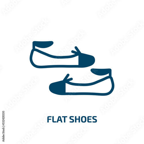 flat shoes icon from clothes collection. Filled flat shoes, shoes, badge glyph icons isolated on white background. Black vector flat shoes sign, symbol for web design and mobile apps
