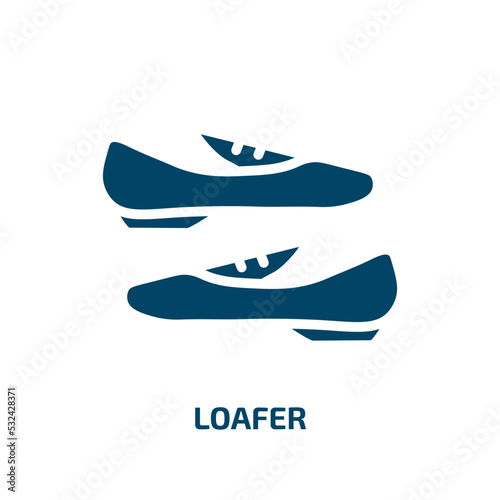 loafer icon from clothes collection. Filled loafer, shoes, fashion glyph icons isolated on white background. Black vector loafer sign, symbol for web design and mobile apps