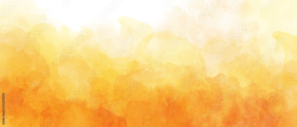 orange yellow watercolor gradient background with clouds texture Stock