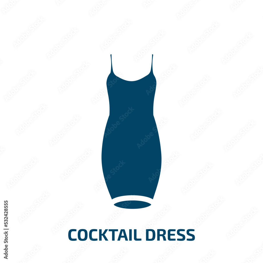 cocktail dress icon from clothes collection. Filled cocktail dress, dress, cocktail glyph icons isolated on white background. Black vector cocktail dress sign, symbol for web design and mobile apps cocktail dress icon from clothes collection. Filled cocktail dress, dress, cocktail glyph icons isolated on white background. Black vector cocktail dress sign, symbol for web design and mobile apps