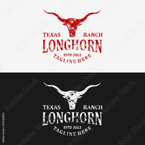 logo vintage grunge longhorn texas ranch