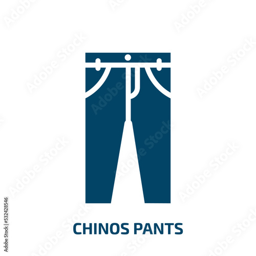 chinos pants icon from clothes collection. Filled chinos pants, clothing, fashion glyph icons isolated on white background. Black vector chinos pants sign, symbol for web design and mobile apps