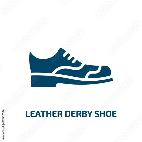 leather derby shoe icon from clothes collection. Filled leather derby shoe, derby, leather glyph icons isolated on white background. Black vector leather derby shoe sign, symbol for web design and