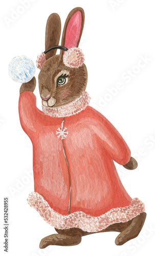 Isolated  acrylic and gouache elements. Painting. Color illustration. Bunnies. Rabbits. The print is used for packaging design, fabric.