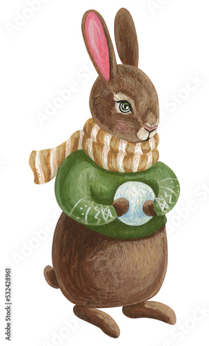 Isolated  acrylic and gouache elements. Painting. Color illustration. Bunnies. Rabbits. The print is used for packaging design, fabric.