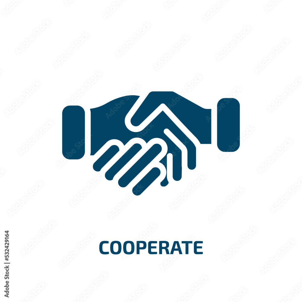 cooperate icon from business collection. Filled cooperate, cooperation, friendship glyph icons isolated on white background. Black vector cooperate sign, symbol for web design and mobile apps
