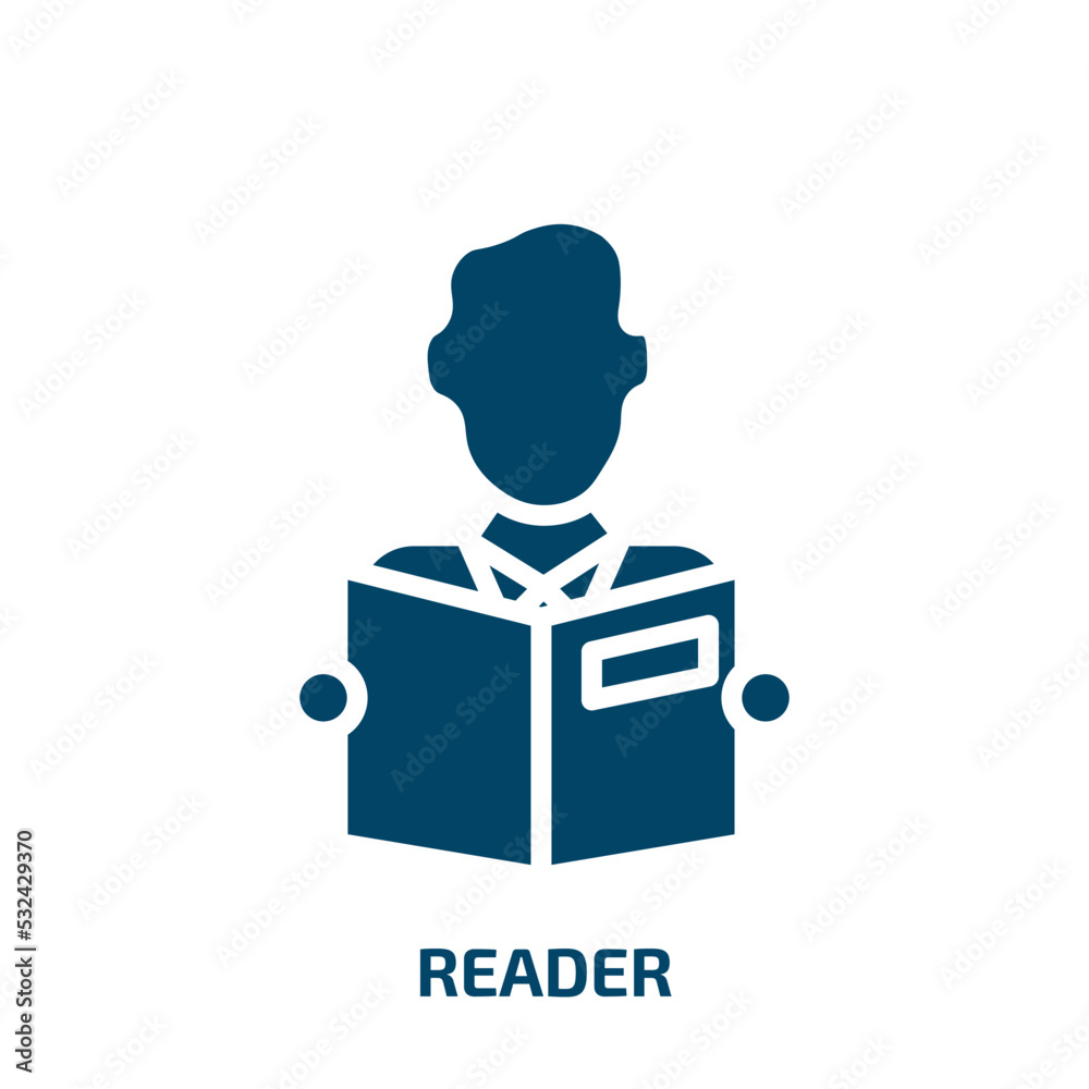 reader icon from business collection. Filled reader, electronic, bank glyph icons isolated on white background. Black vector reader sign, symbol for web design and mobile apps reader icon from business collection. Filled reader, electronic, bank glyph icons isolated on white background. Black vector reader sign, symbol for web design and mobile apps