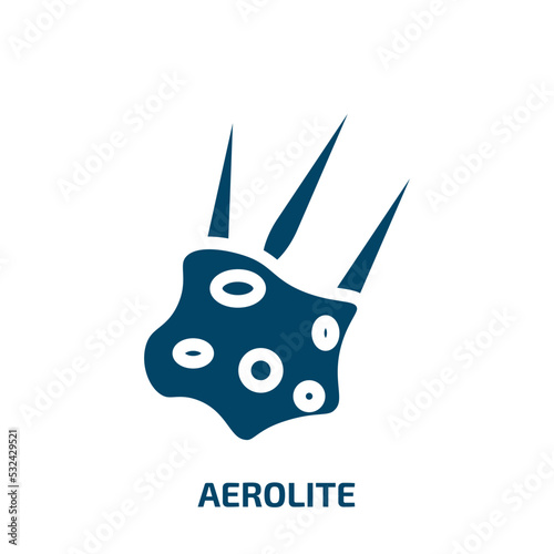 aerolite icon from astronomy collection. Filled aerolite, astronomy, space glyph icons isolated on white background. Black vector aerolite sign, symbol for web design and mobile apps