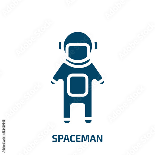 spaceman icon from astronomy collection. Filled spaceman, astronaut, alien glyph icons isolated on white background. Black vector spaceman sign, symbol for web design and mobile apps