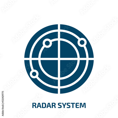 radar system icon from astronomy collection. Filled radar system, radar, system glyph icons isolated on white background. Black vector radar system sign, symbol for web design and mobile apps