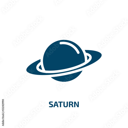 saturn icon from astronomy collection. Filled saturn, space, satellite glyph icons isolated on white background. Black vector saturn sign, symbol for web design and mobile apps