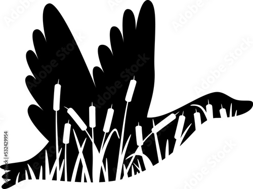 vector duck in reeds