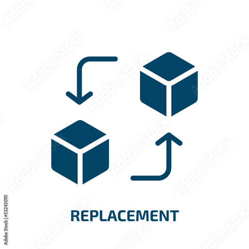 replacement icon from artificial intellegence and future technology collection. Filled replacement, change, arrow glyph icons isolated on white background. Black vector replacement sign, symbol for