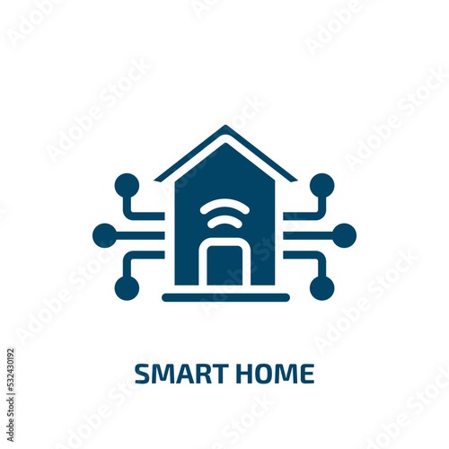 smart home icon from artificial intellegence and future technology collection. Filled smart home, smart, home glyph icons isolated on white background. Black vector smart home sign, symbol for web
