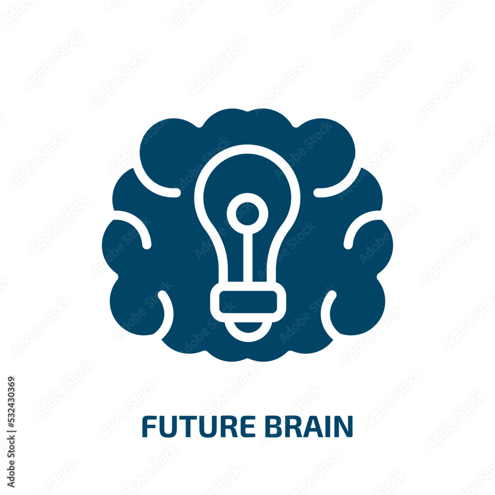 future brain icon from artificial intellegence and future technology collection. Filled future brain, brain, future glyph icons isolated on white background. Black vector future brain sign, symbol for future brain icon from artificial intellegence and future technology collection. Filled future brain, brain, future glyph icons isolated on white background. Black vector future brain sign, symbol for