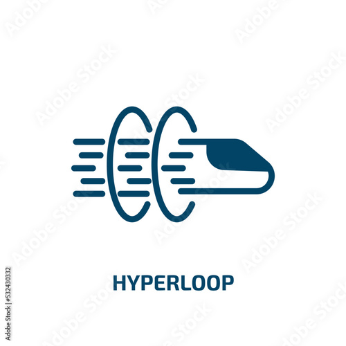 hyperloop icon from artificial intellegence and future technology collection. Filled hyperloop, speed, high glyph icons isolated on white background. Black vector hyperloop sign, symbol for web design