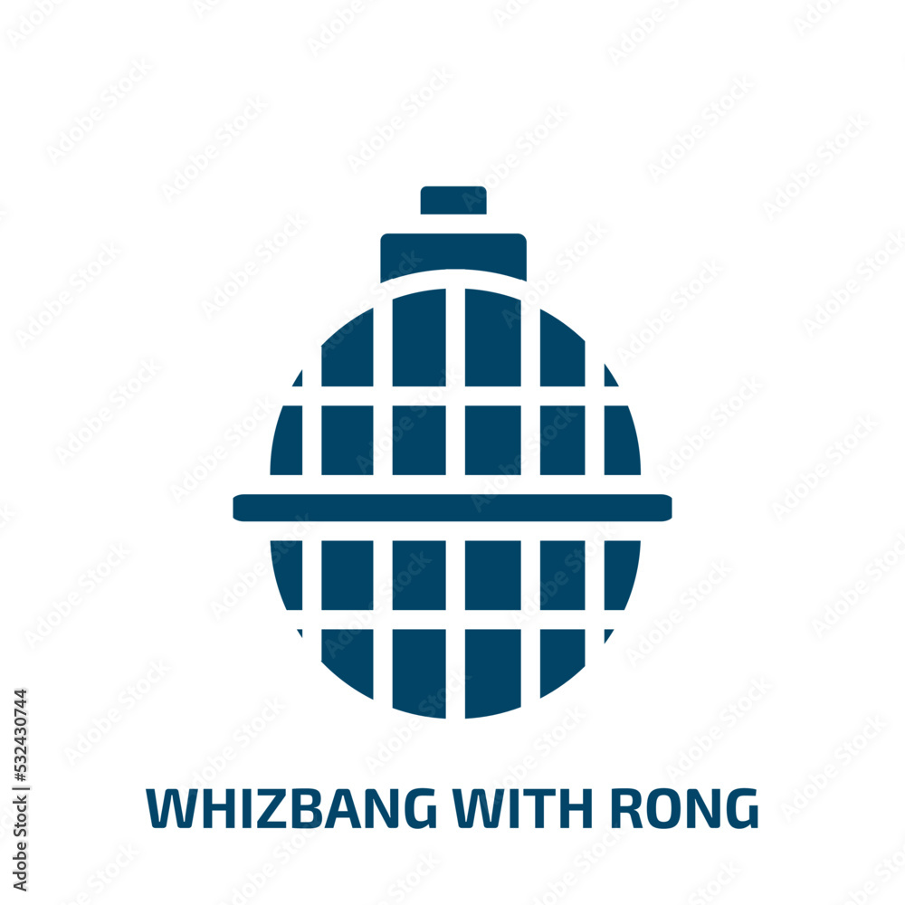 whizbang with rong icon from army and war collection. Filled whizbang with rong, army and war, assault glyph icons isolated on white background. Black vector whizbang with rong sign, symbol for web