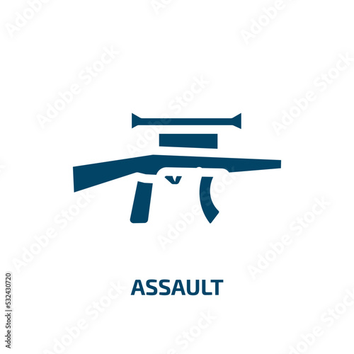 assault icon from army and war collection. Filled assault, attack, violence glyph icons isolated on white background. Black vector assault sign, symbol for web design and mobile apps