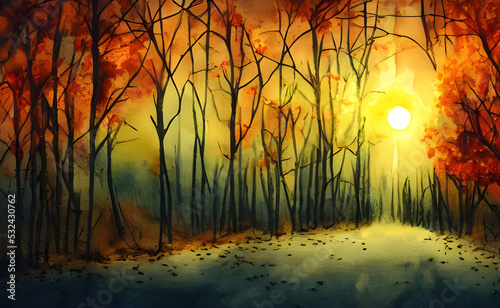 Obraz na płótnie Autumnal drawings in the forest w salonie