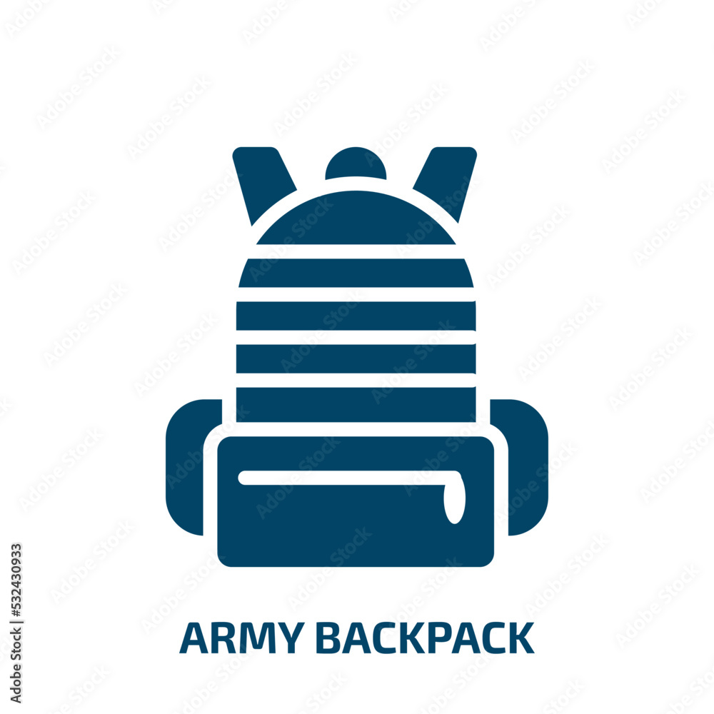 army backpack icon from army and war collection. Filled army backpack