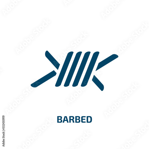 barbed icon from army and war collection. Filled barbed, fish, law glyph icons isolated on white background. Black vector barbed sign, symbol for web design and mobile apps
