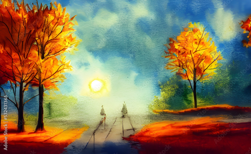Autumnal drawings in the forest