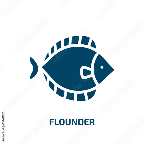 flounder icon from animals collection. Filled flounder, sea, ocean glyph icons isolated on white background. Black vector flounder sign, symbol for web design and mobile apps
