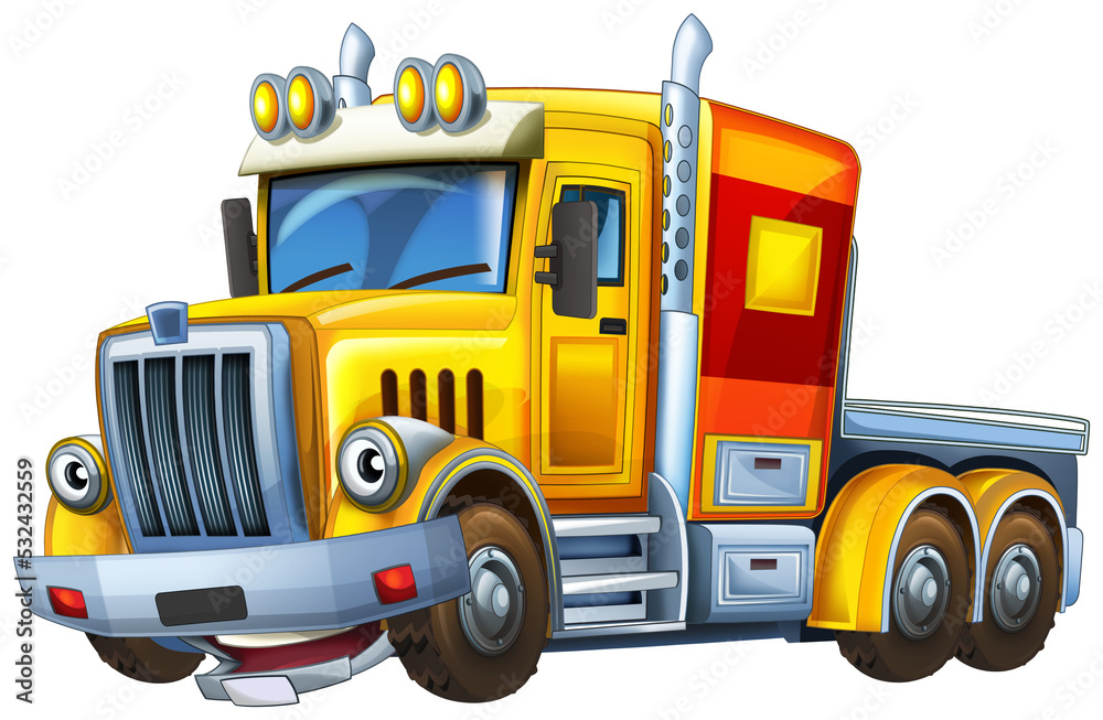 cartoon scene with industrial truck car isolated illustration for children