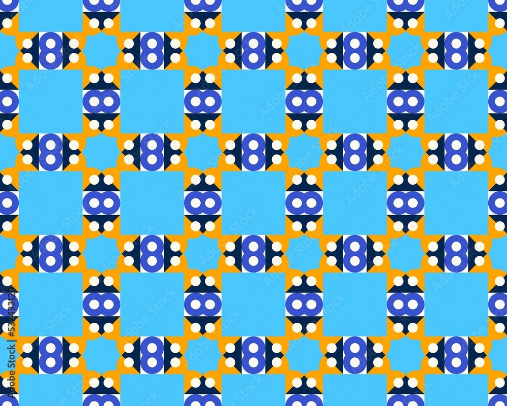 Obraz premium Geometric seamless abstract fabric Design with multicolor Pattern native tribal symmetrical Perfect