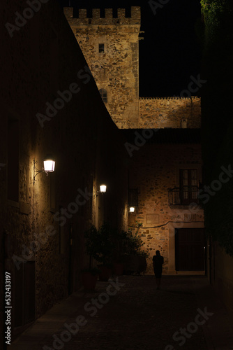 Old town at night, Cáceres, Extremadura, Spain