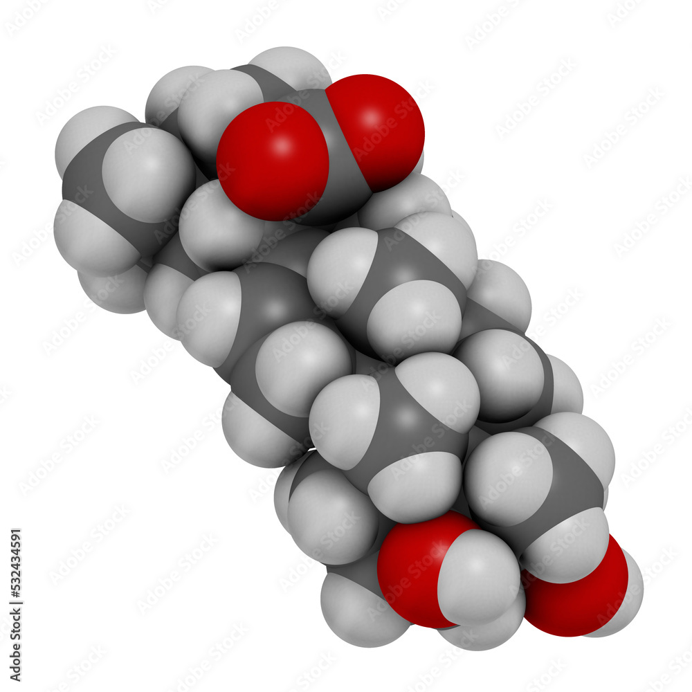 Hederagenin common ivy molecule, 3D rendering. Hederagenin common ivy molecule, 3D rendering.