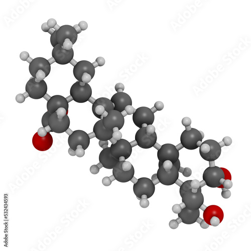 Hederagenin common ivy molecule, 3D rendering. photo
