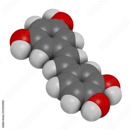 Piceatannol herbal stilbenoid molecule, 3D rendering. photo