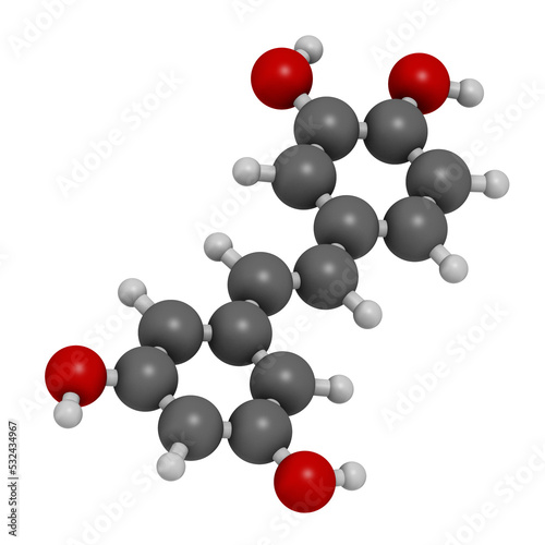 Piceatannol herbal stilbenoid molecule, 3D rendering. photo
