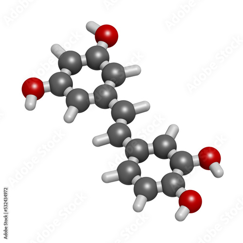 Piceatannol herbal stilbenoid molecule, 3D rendering. photo