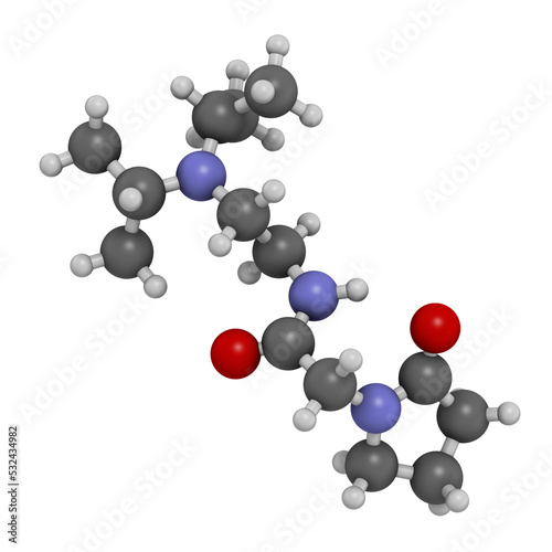 Pramiracetam drug molecule  3D rendering.