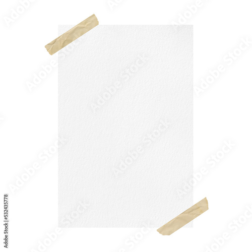 Blank white poster mockup with adhesive tape