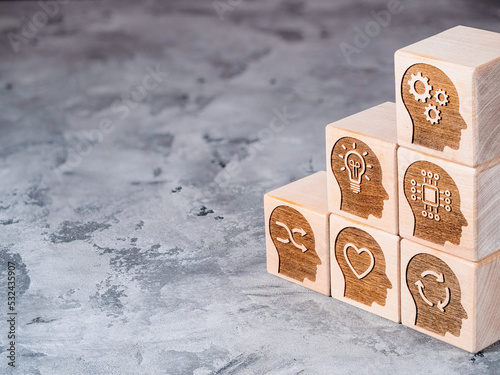 Soft Power skills symbols as a concept of new skill, reskilling and upskilling