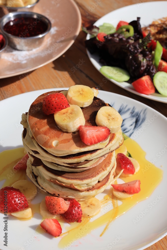 Breakfast is the first meal of the day usually eaten in the morning. Various Breakfast is the first meal of the day usually eaten in the morning. Various