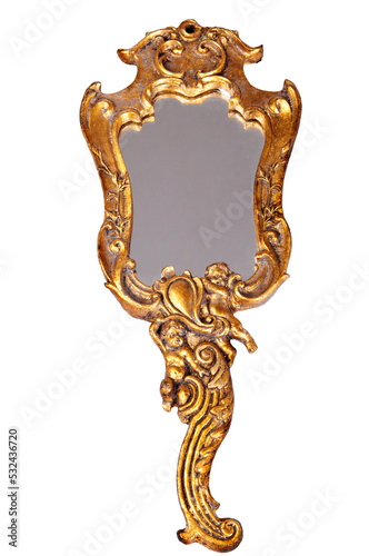 ancient ornate handheld mirror
