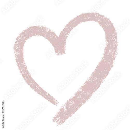 Pastel pink heart element, hand drawn chalk heart, isolated